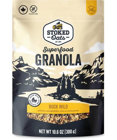 Stoked Oats Granola - Bucking-Eh (6 Pack) High Protein Less Sugar Superfood Breakfast - Gluten Free High Fibre Non GMO (300g per box) Bucking-Eh 300 g (Pack of 6) - Buy Online on GoSupps.com