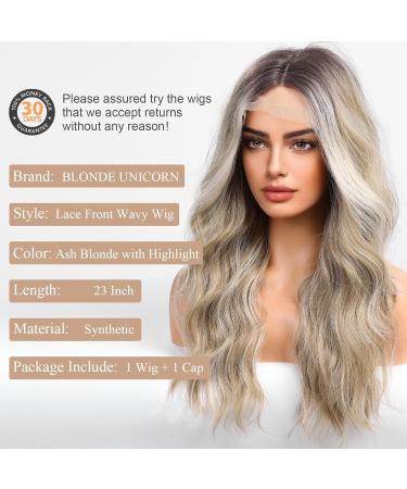 BLONDE UNICORN Ash Blonde Lace Front Wig | Long Wavy Synthetic Wig for Women - Buy Online on GoSupps.com