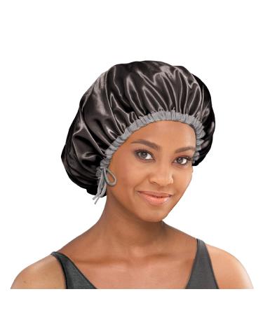 Stay On Satin Hair Wrap Drawstring Bonnet for Women - Black, One Size - Buy Online on GoSupps.com