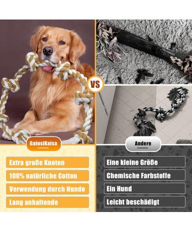 GaiusiKaisa Dog Rope Toy - Extra Large Indestructible 100% Cotton - Perfect for Aggressive Chewers Tug of War for Large & Medium Dogs - 74cm & 58cm - Buy Online on GoSupps.com