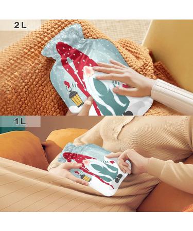 Christmas Gnome Hot Water Bottle with Fleece Cover - 2L Thermal Bag for Hot & Cold Compresses | Perfect Holiday Gift - Buy Online on GoSupps.com