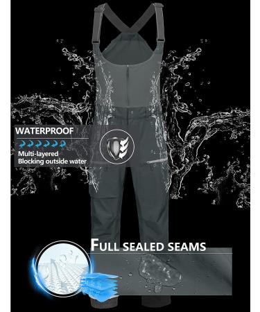 Little Donkey Andy Men's Waterproof Ski Bib Pants - Grey, Small | Snowboarding Overalls for Winter Sports and Fishing - Buy Online on GoSupps.com