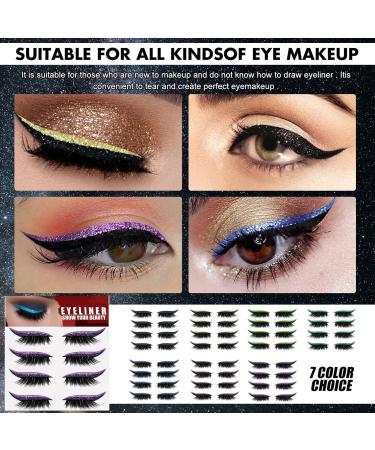 False Eyelashes Eyeliner Stickers 4 Pairs Reusable Adhesive Eyelashes & Eyeliner Stickers 2 in 1 Eye Glitter Shiny Makeup Reusable Eyelashes Eyeliner Sticker for Party Festivals Black - Buy Online on GoSupps.com
