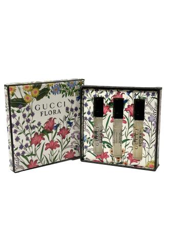 Gucci FLORA Sample Perfume WOMEN GIFT SET Flora Gorgeous Gardenia Flora Gorgeous Magnolia Flora Gorgeous Orchid 1.5 ml / 0.05 oz - set of 3 spray samples (7708)