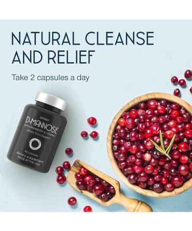 D-Mannose 1000mg Capsules with Cranberry Extract & Vitamin C - 60 Capsules for Urinary Tract Health - Fast-Acting UTI Support for Men & Women - Vegan & Non-GMO - Buy Online on GoSupps.com