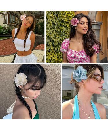 Mezrkuwr 4 Pieces Hawaiian Flower Hair Clips for Women Artificial Flower Clips Hair Accessories for Holiday Beach Party Boho Clips Hairpin for Girls Wedding - Buy Online on GoSupps.com