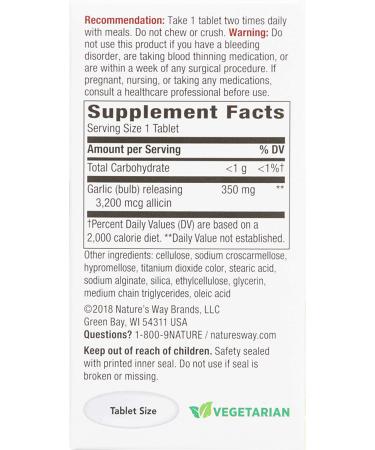 Nature's Way Garlicin Cardio Odor-Free 60 Tablets - Heart Health Supplement - Buy Online on GoSupps.com