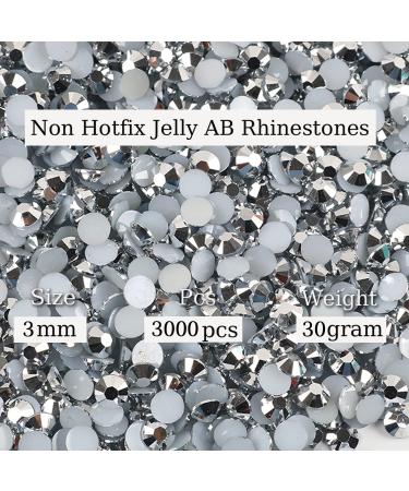 3mm AB Color Resin Rhinestones - 3000pcs 30g Flatback Jelly Bling Diamond Stones for Mugs - Silver - Buy Online on GoSupps.com