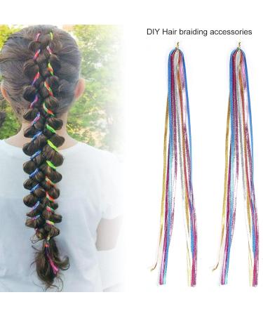 Hair Tinsel Durable Braiding Hair String Styling Braiding Hair String Beautiful hair Tinsel Kit for Party Individual Use(6mm color flat hair rope) - Buy Online on GoSupps.com