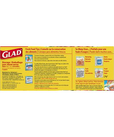 Glad Quart Zipper Food Storage Bags, 200 Count - Pack of 4 | Clear Plastic Bags for Trash & Food Storage (79106) - Buy Online on GoSupps.com
