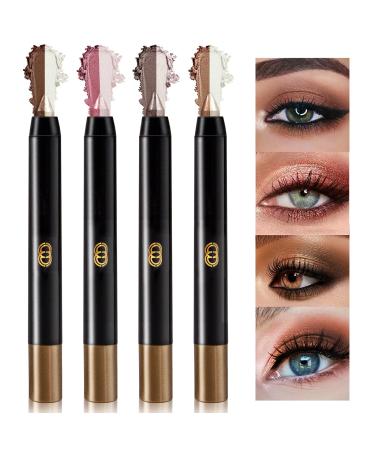 4PCS Double Colors Eyeshadow Stick,NewBang Neutral Cream Shimmer Eyeshadow Pencil,Waterproof Long-lasting Gradient Eyeshadow Pen Set 4 Count (Pack of 1)