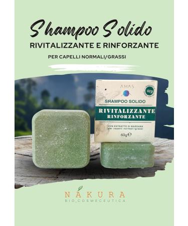  AMAS AMAS Solid Shampoo - REVITALIZING - STRENGTHENING - with burdock extract - 60g - for normal to oily hair - 100% made in Italy - Natural Vegan and Plastic Free - Buy Online on GoSupps.com