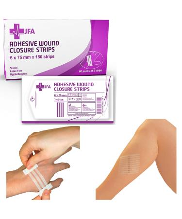 JFA Medical Set of 150 wound closure strips / staple plasters suture material wound closure strips 6 x 75 mm