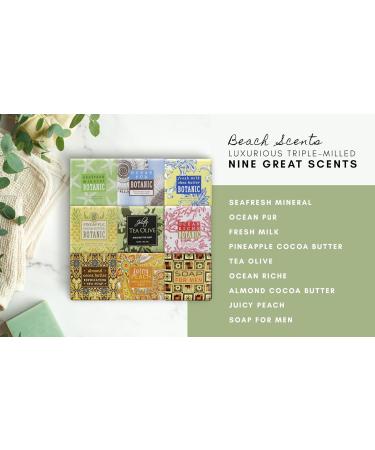 French Milled Botanical Soap Sampler Set of 9 - Natural Vegetable-Based Mini Soaps with Essential Oils & Shea Butter | Beach Scents - Buy Online on GoSupps.com