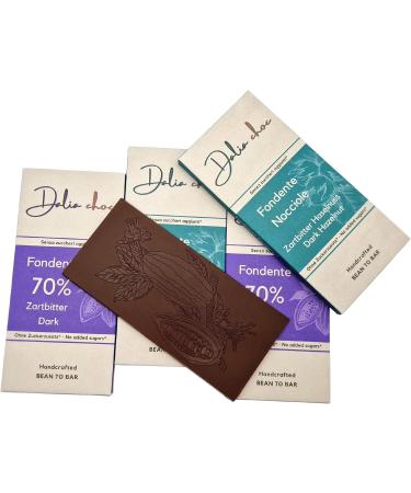Dalia Choc - PREMIUM Chocolate Bars 70 gr | No added sugar - sweetened with erythritol | Made in Italy | BEAN TO BAR (Fondente - Hazelnuts) - Buy Online on GoSupps.com