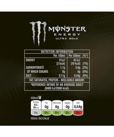 Monster Ultra Gold Energy Drink 4-Pack - Pineapple Flavor 500ml x 4 - Buy Online on GoSupps.com
