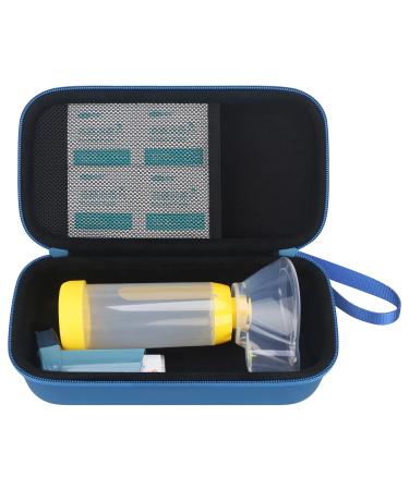 Elonbo Carrying Case for Asthma Inhaler, Inhaler Spacer for Kids and Adults, Masks, Inhaler Holder Asthma Travel Organize Bag, Extra Mesh Pocket Fits Medication and Other Essentials, Blue, CASE ONLY