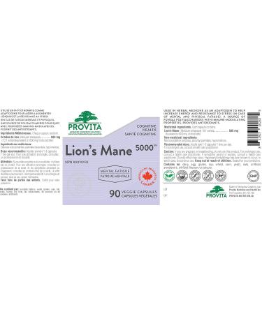Lion's Mane - 10:1 extract / 5000 mg DHE by Provita Nutrition (Canadian Made) 90vcaps - Buy Online on GoSupps.com