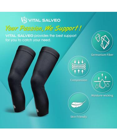 Vital Salveo Compression Sports Full Leg Sleeve - Thigh & Calf Support for Basketball (2-Pack) - Black Medium - International Shipping Available - Buy Online on GoSupps.com