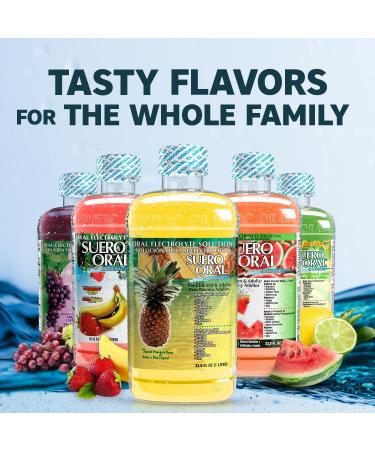 Suero Oral Electrolyte Solution - Electrolytes Drink Hydration Booster & Rehydration Drink for Kids & Adults Hydrates Replenishes Energizes Tropical Pineapple Flavor 1 Liter (4 Pack) - Buy Online on GoSupps.com