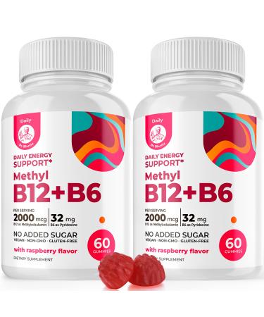 DR. MORITZ Vitamin B6 B12 Gummies for Adults & Kids - Sugar-Free 2000 mcg Methyl B-12 and 32 mg B-6 - Gluten-Free Non-GMO Vegan Formula - Raspberry Flavor Chewable VIT B Complex Vitamina