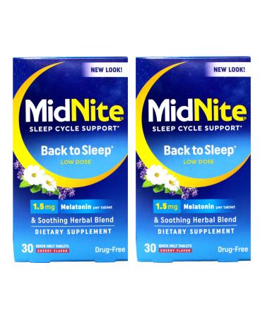 Midnite Sleep Aid for Occasional Sleeplessness 30 Chewable Cherry Tablets (Value Pack of 2)