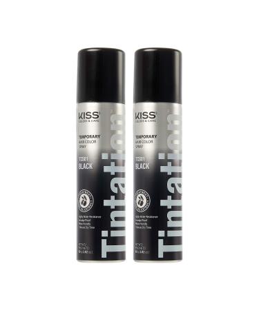 Kiss Root Cover Up Gray Concealer Spray Tintation Temporary Hair Color Spray Root Touch Up Spray Hair Dye 2.82 oz. 2 PACK (Black) 2 Pack-Black