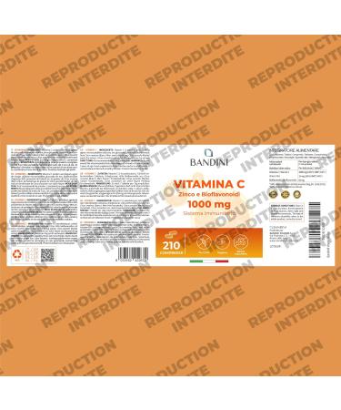 Bandini Vitamine C 1000 mg + Zinc + Bioflavono des | 210 comprim s v gan 7 mois | Fatigue Immunit Peau Os & Ongles | Vit C Acide Ascorbique (Antioxydant) Avec Zink Pour Absorption Rapide - Buy Online on GoSupps.com