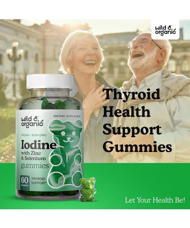 Organic Iodine Gummies with Zinc & Selenium for Thyroid Support - Apple Flavored 60 Gummy - Energy & Immune System Booster - Buy Online on GoSupps.com
