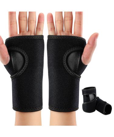 2 Pieces Carpal Tunnel Wrist Braces for Night Wrist Sleep Support Brace Wrist Splint Stabilizer and Hand Brace Cushioned to Help With Carpal Tunnel and Wrist Pain Relief (Black,Classic Style) Classic Style Black