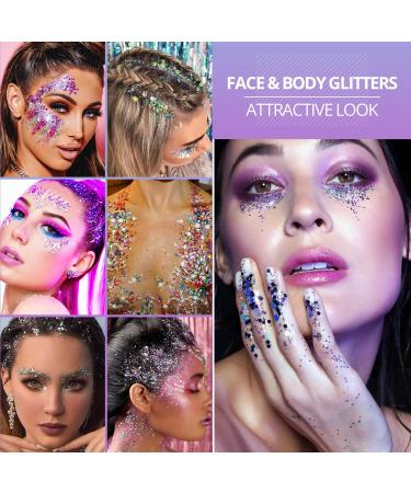 Body Glitter Stick Set - 3pc Festival Cosmetic Glitter for Face Lips Eyes & Hair | Holographic Gold & Silver Sequin Party Sparkle - Buy Online on GoSupps.com