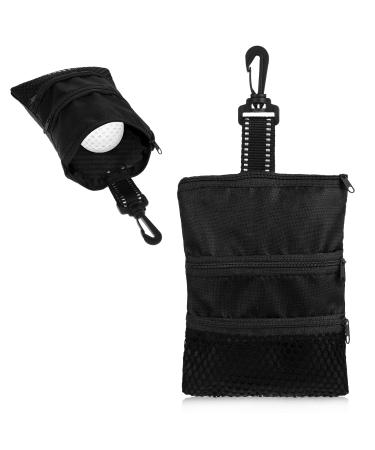 Golf Storage Zipper Handbag Pocket with Gear Clip Hook Black