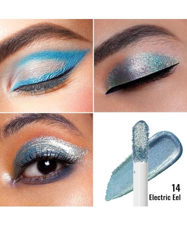Oulac Liquid Glitter Eyeshadow Shimmer Eyeshadow & Eyeliner | Shiny Teal with Gold and Emerald Sparkle Blendable Sparkly Eye Make-up Crease Resistant Vegan Cruelty-Free 5.4g Electric Eel (14) - Buy Online on GoSupps.com