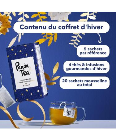 Panda Tea | Winter Selection Gift Box | Assortment of 4 Organic Teas and Infusions 100% Organic | 20 Muslin Bags - Buy Online on GoSupps.com