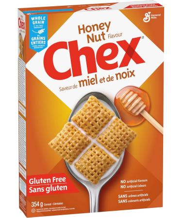 CHEX Gluten Free Honey Nut Flavour Cereal Box Whole Grain is The First Ingredient No Artificial Flavours No Artificial Colours 354 Grams Package of Cereal - Buy Online on GoSupps.com