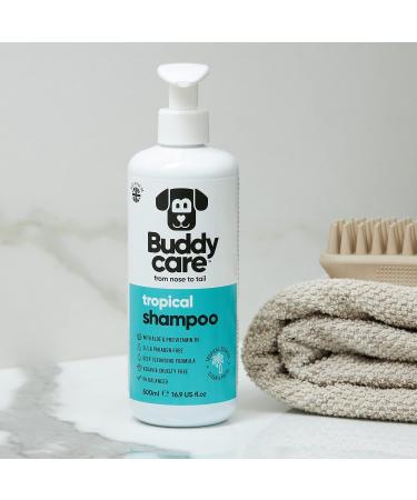 Tropical Dog Shampoo by BuddyCare - Deep Cleaning Aloe Vera Formula with Pro-Vitamin B5 - Refreshing Fragrance (500ml) - Ideal for International Shipping - Buy Online on GoSupps.com