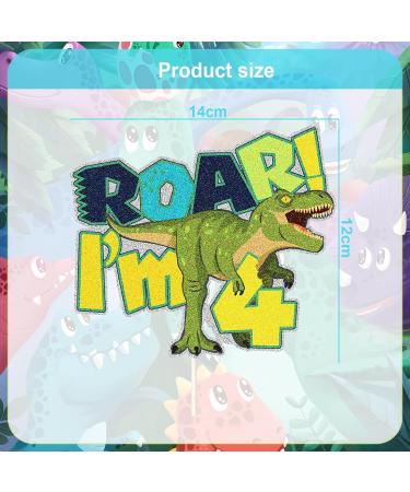 simyron Personalised Cake Topper Dinosaur Cupcake Toppers Paper Cartoon Animal Theme 4th Birthday Supplies for Cake Cupcake Green 14 x 12cm - Buy Online on GoSupps.com