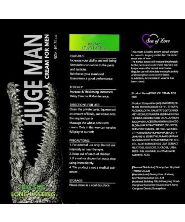 Cr me XXL Homme pour P nis 50 ml | Cr me d'Agrandissement et de Croissance Masculine | Pommade Extense pour Taille Plus Longue et Plus paisse XL | Gel de Massage pour Performance nergie et Confianc - Buy Online on GoSupps.com