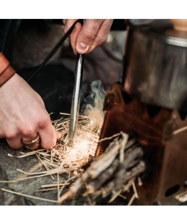 Kr ftig Fire Starter - Round Solid Ferro Rod | 1/2 Thick Fire Steel | 20,000+ Strikes | Sparks Up to 5,500F | Survival Igniter with Lanyard & Multi-Tool Striker - Buy Online on GoSupps.com