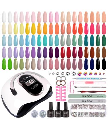 BLACICO 45 Colors Gel Nail Polish Kit with UV Light 168W Nail Dryer No Wipe Base Top Coat Cure Red Green Brown Gel Nail Polish Set Nail Lamp Manicure Tools Nail Kit Gift for Women 45 Colors Kit 1