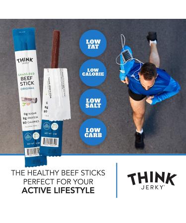 Think Jerky Grass-Fed Beef Sticks - Sugar Free, Gluten Free, Non-GMO, No Nitrates - Keto & Paleo Snack - High Protein, Low Carb - 1 oz (10 Pack) - Buy Online on GoSupps.com