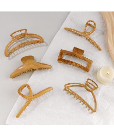 Magicsky 6 Pack 4 Inch Metal Hair Claw Clips - Gold & Wood Grain - Non-slip - for Thick Thin Hair - Styling Accessories for Women and Girls - Buy Online on GoSupps.com
