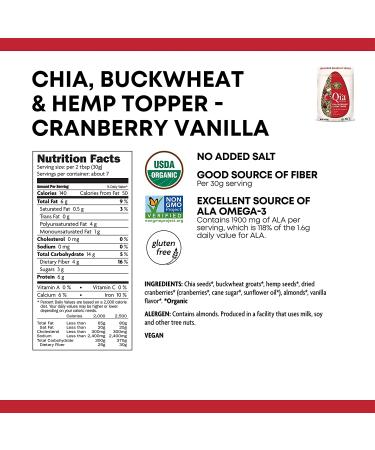 Nature's Path Cranberry Vanilla Chia Cereal Topper - 7.9 oz | Organic, Gluten-Free, Non-GMO, Plant-Based Protein with Omega-3s - Buy Online on GoSupps.com