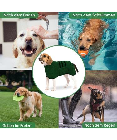 BasVII Microfiber Dog Bathrobe - Extra Absorbent Quick Drying & Adjustable Velcro for Large Medium & Small Dogs - Gr n-M - Buy Online on GoSupps.com