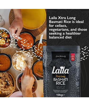 Surya Foods UK Laila Xtra Long Basmati Rice 10 Kg Xtra Long Basmati Rice is free from Cholesterol and are Super Low in Fat and Sugar Naturally packed with Vitamins and Minerals - Buy Online on GoSupps.com
