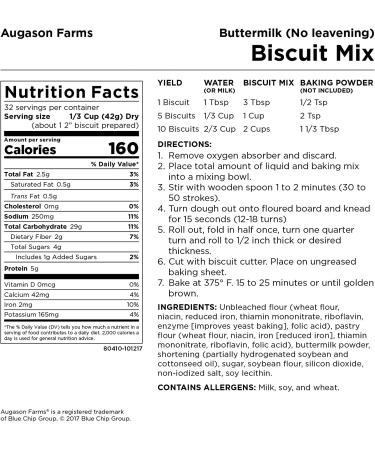 Augason Farms Buttermilk Biscuit Mix 2 lbs 15 oz No. 10 Can - No Leavening | 5-80410 - Buy Online on GoSupps.com