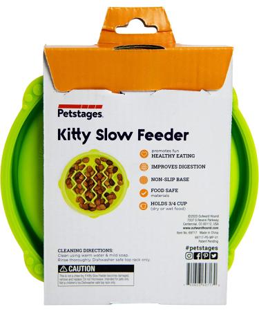 Petstages Kitty Slow Feeder Cat Bowl - Green | Slow Down Eating Habits for Healthy Cats - Buy Online on GoSupps.com