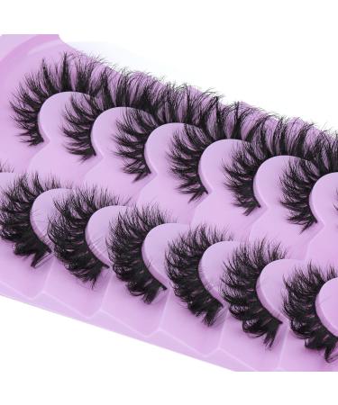 Mnik Lashes Fluffy False Eyelashes 7 Pairs 20mm D Curl Russian Wispy Cat Eye Natural Look - FANXITON D-20MM-02 - Buy Online on GoSupps.com