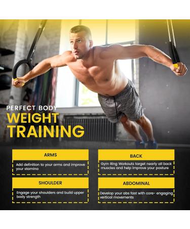 Adjustable Workout Rings - 15ft Long | Supports up to 661lbs | Non-Slip Tape Grip | Set of 2 - Buy Online on GoSupps.com
