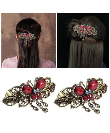 Vintage Butterfly Hair Clips - 2 Piece Rhinestone Set for Women & Girls | Green & Purple Retro Hair Accessories - Buy Online on GoSupps.com